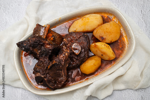 Chanfana a traditional Portuguese dish made of slow-cooked goat stewed in red wine