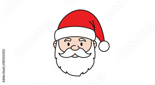 Simple Santa Claus Face with Red Hat Cartoon Illustration