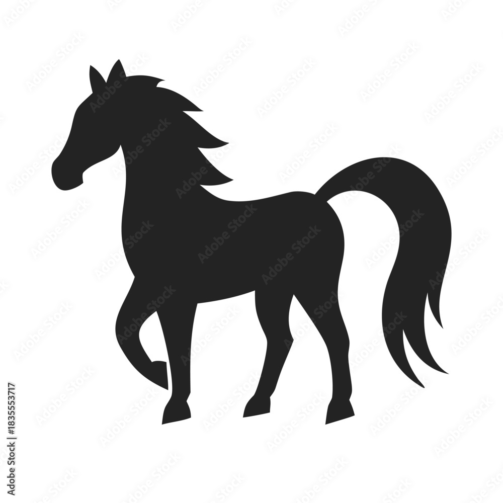Obraz premium Silhouette icon of a Horse, simple black vector illustration, isolated on a white background.