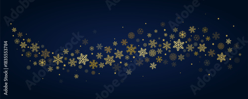 Snowflakes glitter wave border, snow curve vector background, Christmas sparkles confetti.