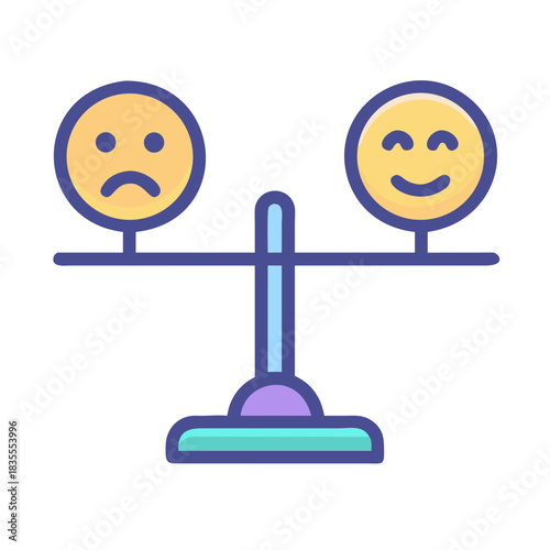 Mood scale showing a balance between happiness and sadness, vector illustration