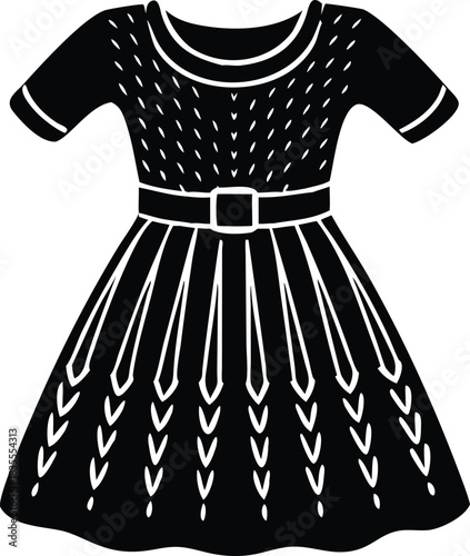 Black Dress Vector Icon for Fashion Design Elegant Clothing Silhouette Illustration Isolated on Transparent Background