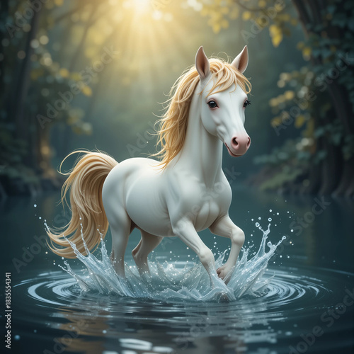 white horse running