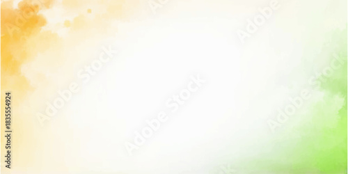 Abstract watercolor background in Indian flag colors: saffron, white, green.