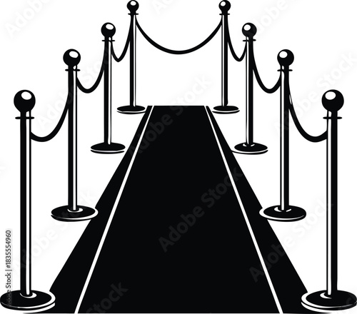 Black Carpet with Ropes Silhouette: Exclusive Entrance Vector Art for Events and Celebrations