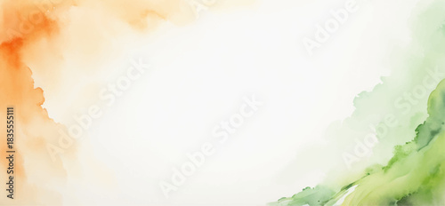 Abstract watercolor background in Indian tricolor with copy space.