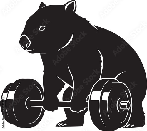 Strong wombat lifting weights fitness silhouette