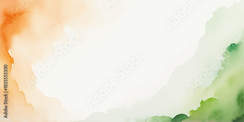 Watercolor abstract background in Indian flag colors with copy space