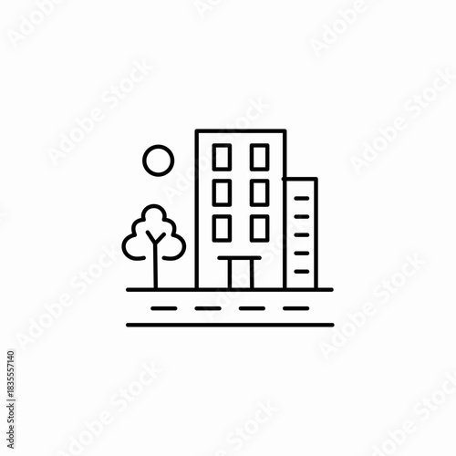 city building road icon sign vector