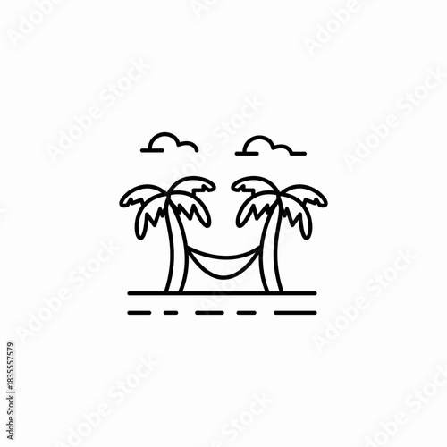 palm trees hammock icon sign vector