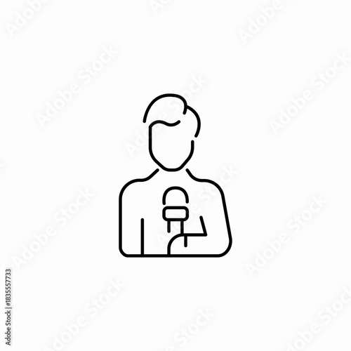 reporter holding mic icon sign vector