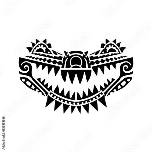 Cultural artistry in black ink tribal design creative studio illustration minimalist style close-up view artistic expression