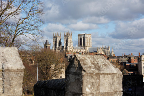 A view of York Minster from the city walls, Yorkshitre England 