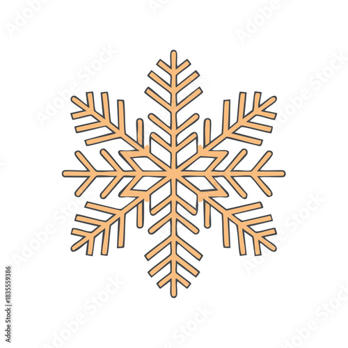 Hand drawn orange snowflake icon vector illustration for winter and Christmas decoration