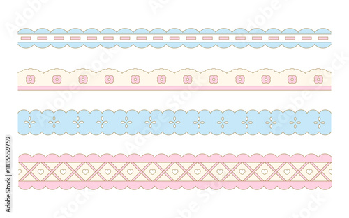 Cute lace ornament divider. Scallop edge ribbon border.