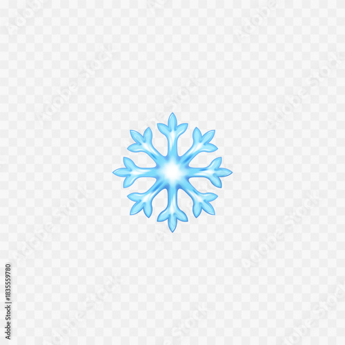 Realistic snowflake 3d icon isolated. Snow icon winter weather. 