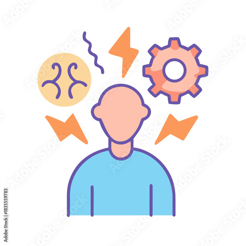 Conceptual illustration representing mental overload, stress, anxiety, and problem-solving difficulties