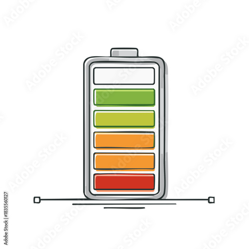 Hand Drawn Battery Charging Level Energy Indicator Concept