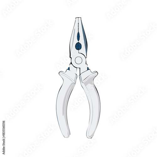 Modern Long Nose Pliers Hand Tool for Home Improvement and Professional Repair Work Vector Illustration