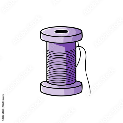 Purple Thread Spool Cartoon Illustration for Sewing Craft and Textile Projects