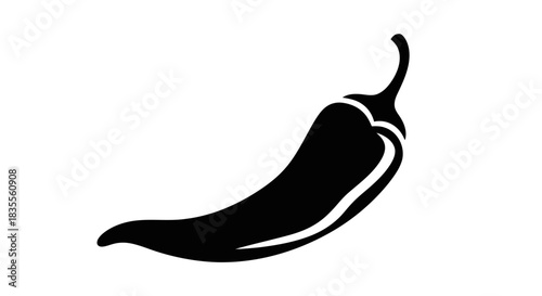 Spicy chili pepper black silhouette vector icon on white background Vector