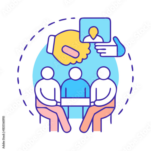 Online Meeting Illustration: Visual of Virtual Collaboration and Team Communication