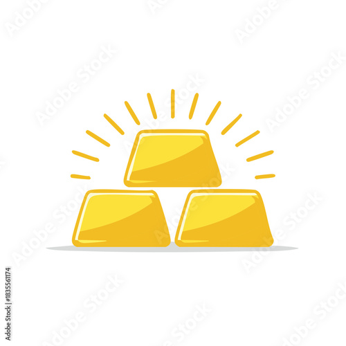 Stack of three shining gold bars vector illustration for finance and wealth concepts