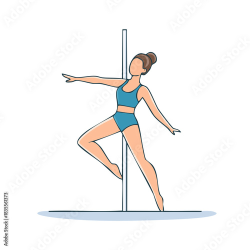 woman in blue pole dancing pose clip art preview