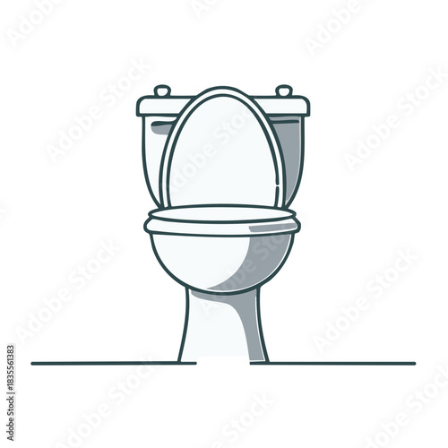 Toilet fixture with lid in bathroom environment, interior design illustration