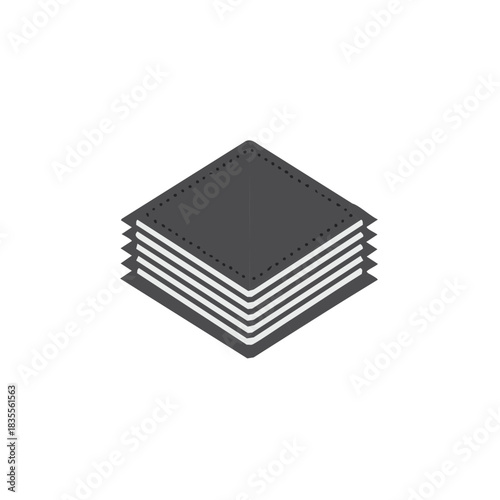 Vector icon of stacked square layers in an isometric view, symbol for data, documents or materials