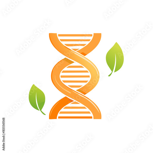 Organic DNA Helix with Green Leaves symbolizing Biotechnology and Nature Fusion