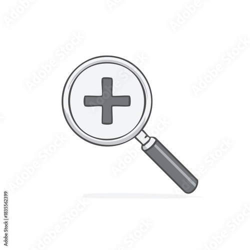 Magnifying glass with plus symbol for zoom in illustration