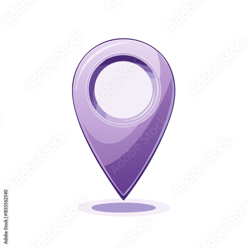 Modern Purple Location Pin Icon with Subtle Shadows and Highlights