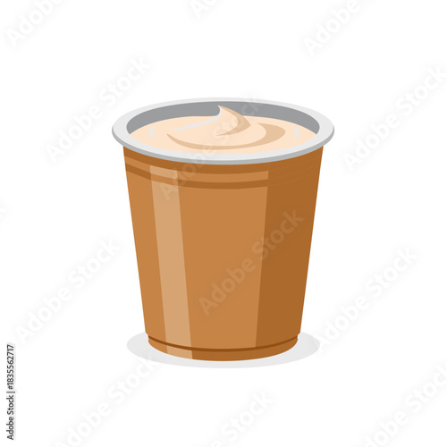 Disposable Cup of Coffee or Creamy Dessert. Simple Icon Vector Illustration.