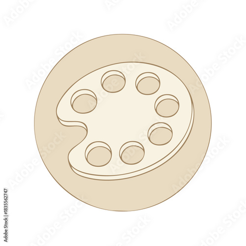 Artist's Paint Palette Icon with Circular Wells for Colors