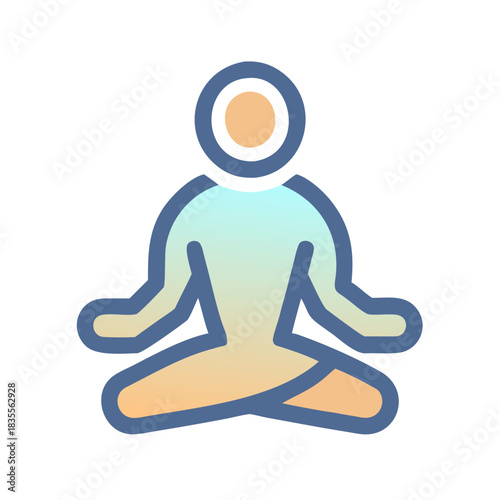 Minimalist Yoga Icon: Person in Lotus Position for Meditation and Relaxation