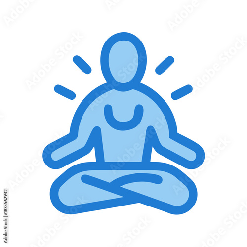 Meditating Human Figure in Lotus Position with Peaceful Energy Aura Symbol