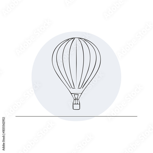 Hand Drawn Hot Air Balloon Sketch Icon Simple Outline Vector Graphic