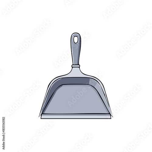 Essential cleaning supply dustpan with handle for sweeping dust and debris vector graphic