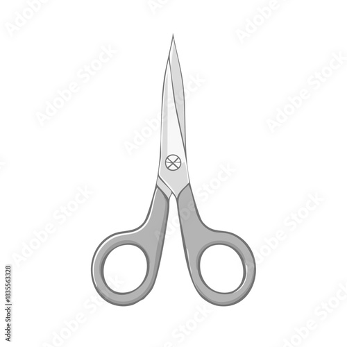 Sharp Silver Scissors Tool with Circular Handle Loops and Blades