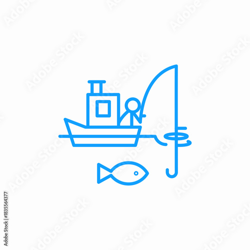 fishing from boat icon sign vector