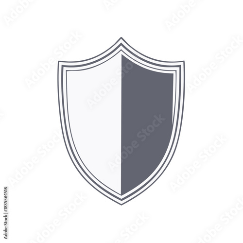 Free Download Simple heraldic shield icon with split gray and white design for protection and safety - GFXLoad
