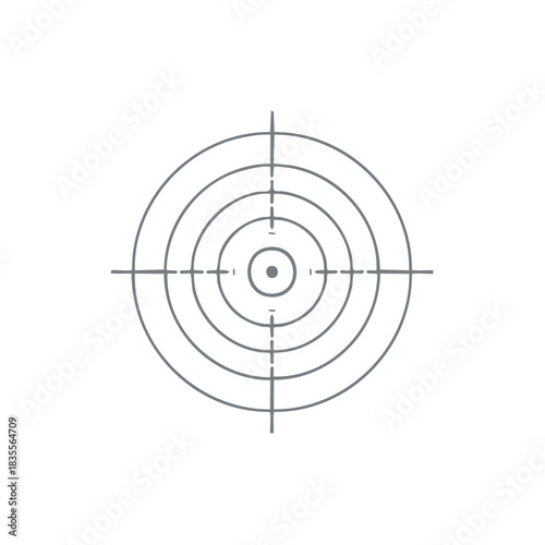 Sketchy hand drawn target icon with bullseye and crosshairs symbolizing aim goal accuracy and focus