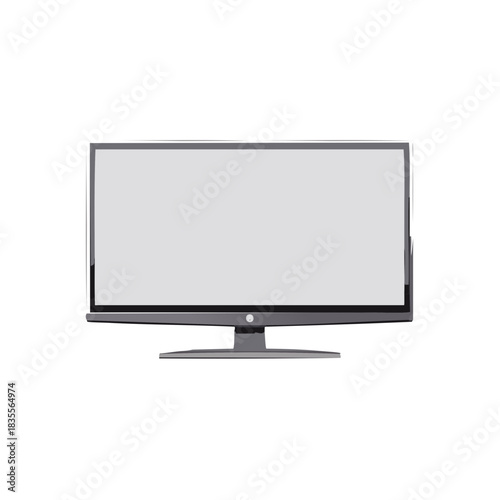 Modern flat screen monitor with a blank grey display for digital content