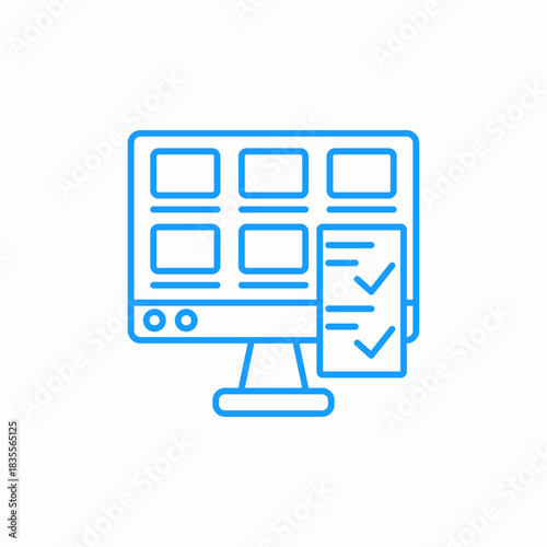 monitor with checklist icon sign vector