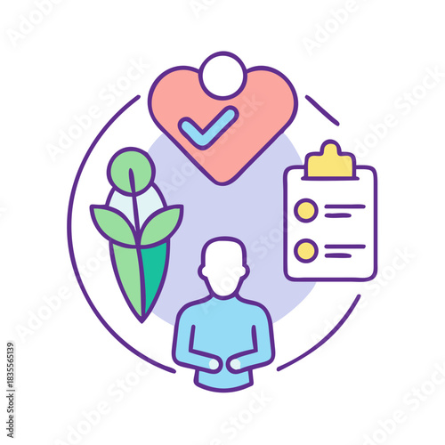 Holistic Health Illustration: Mind, Body, Spirit, and Well-being in Graphic Style