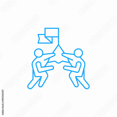 people pulling flag icon sign vector