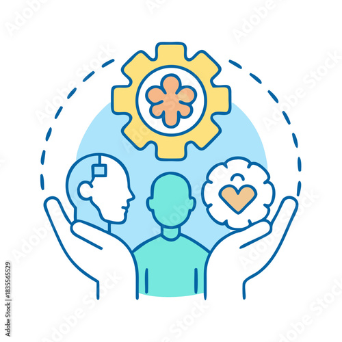 Human connection with technology, innovation, and compassion, held in caring hands.