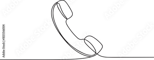 Telephone handset in one continuous line drawing. Symbol of communication. Telephone in simple linear style. one line Icon drawing