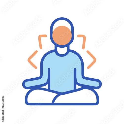 Meditating person icon in lotus position with inner peace and wellness